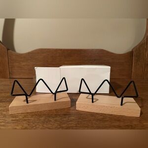 One Set of Amy Hill Black Metal and Wood Business Card Display